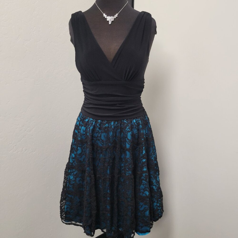 Black Dress with Turquoise Underskirt